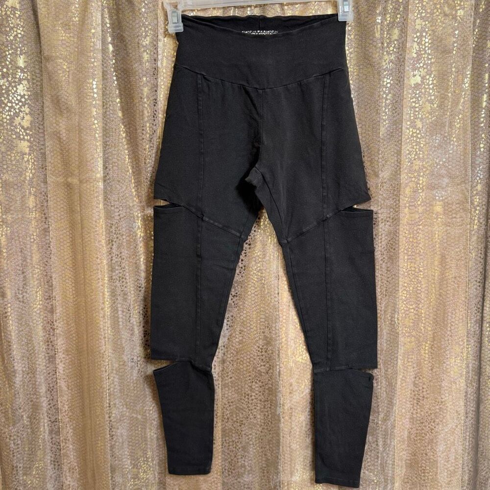 Groceries Black Gray Leopard Side Slit Organic Cotton Leggings